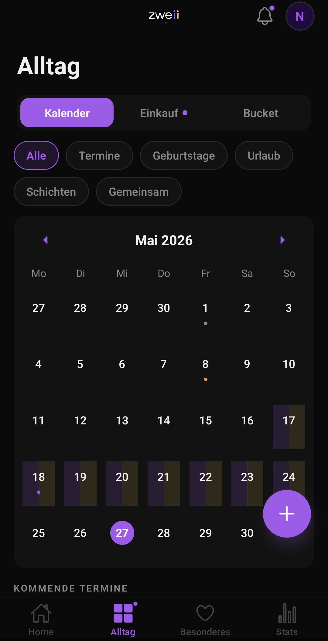 Zweii Kalenderansicht